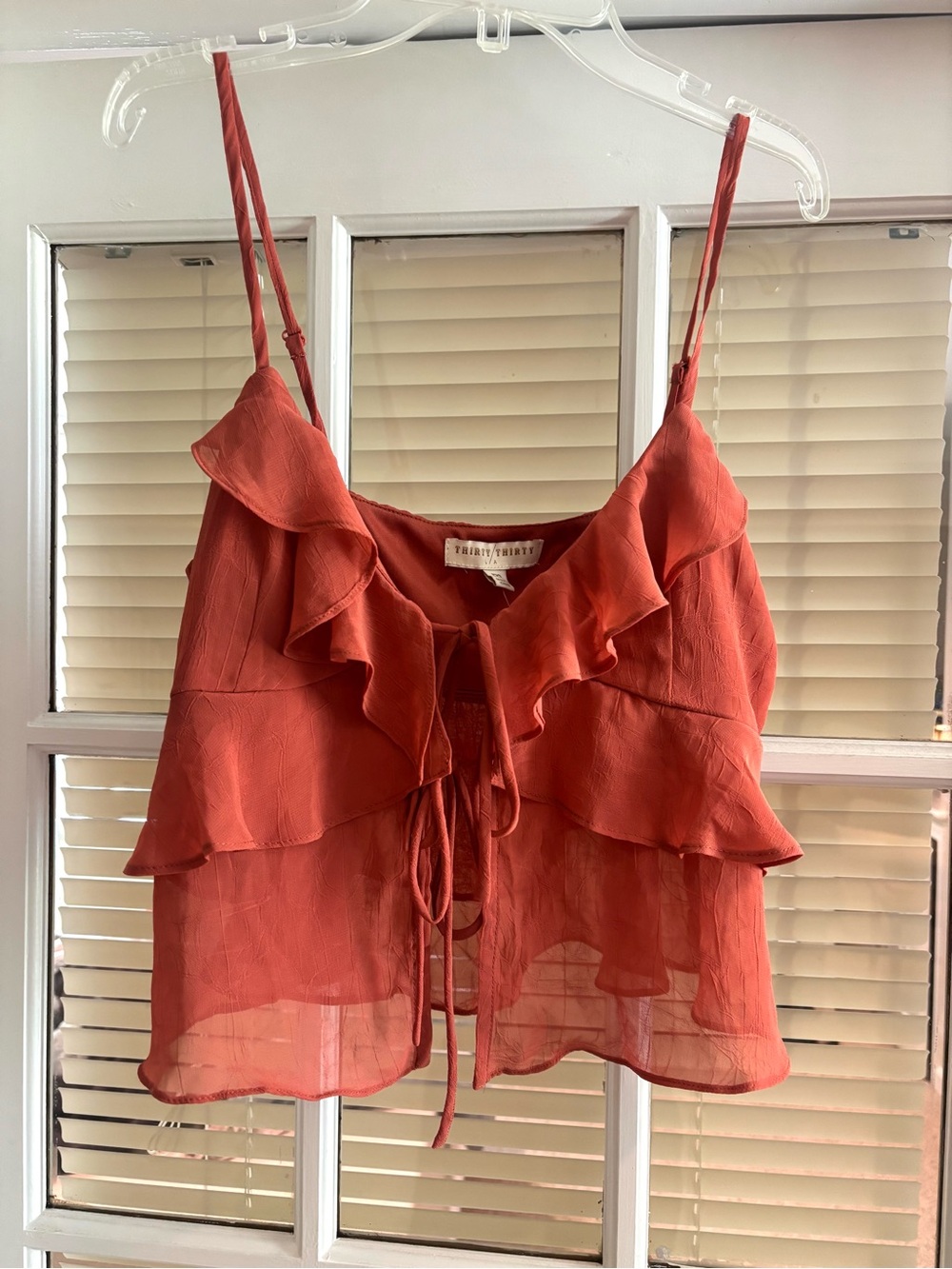 Ruffled Tie-Front Cami in Rust